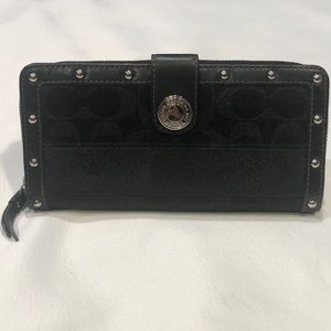 COACH Black Accordion Zip Wallet